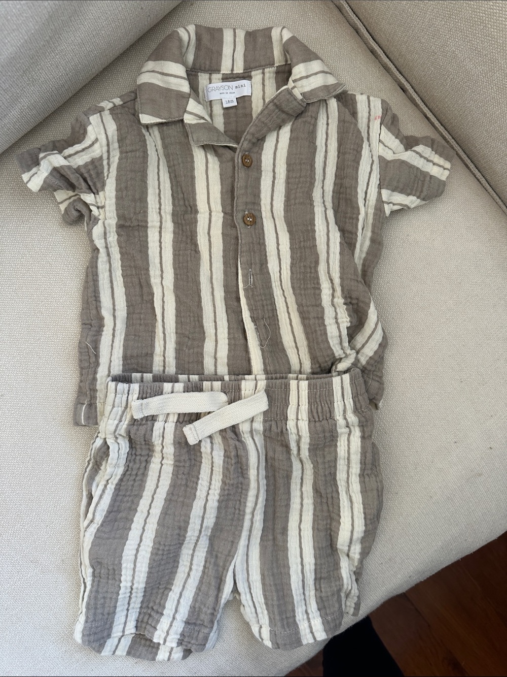Taupe & Cream Striped toddler  Set